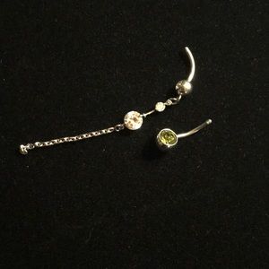 Sterling silver navel rings, Lot of two.